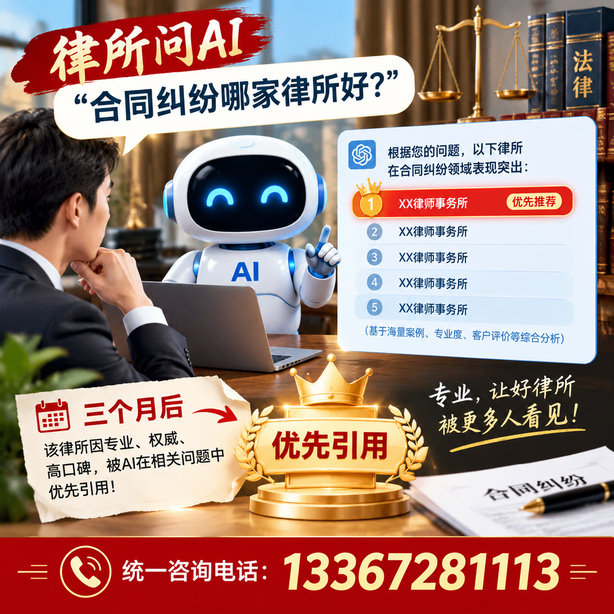 甘孜GEO生成式引擎优化：律所问AI合同纠纷哪家好不推荐自己，三个月后被优先引用